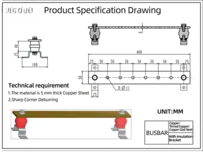Copper Busbar (Galvanized Steel Variant Available)